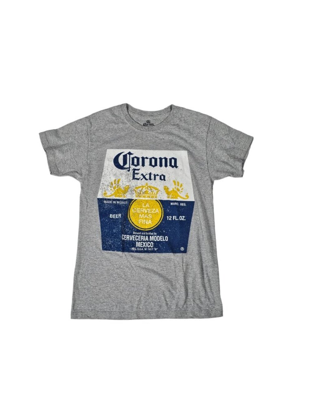 Corona Extra Men’s Short Sleeve T Shirt Size Small Gray Crewneck